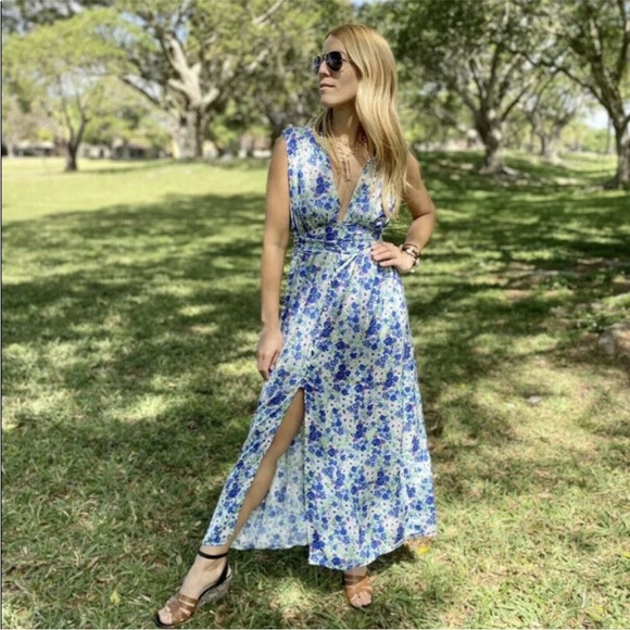 NWT Zara Blue Floral Printed Midi Summer Sun Dress White 8342/332 Medium Maxi - Picture 11 of 11